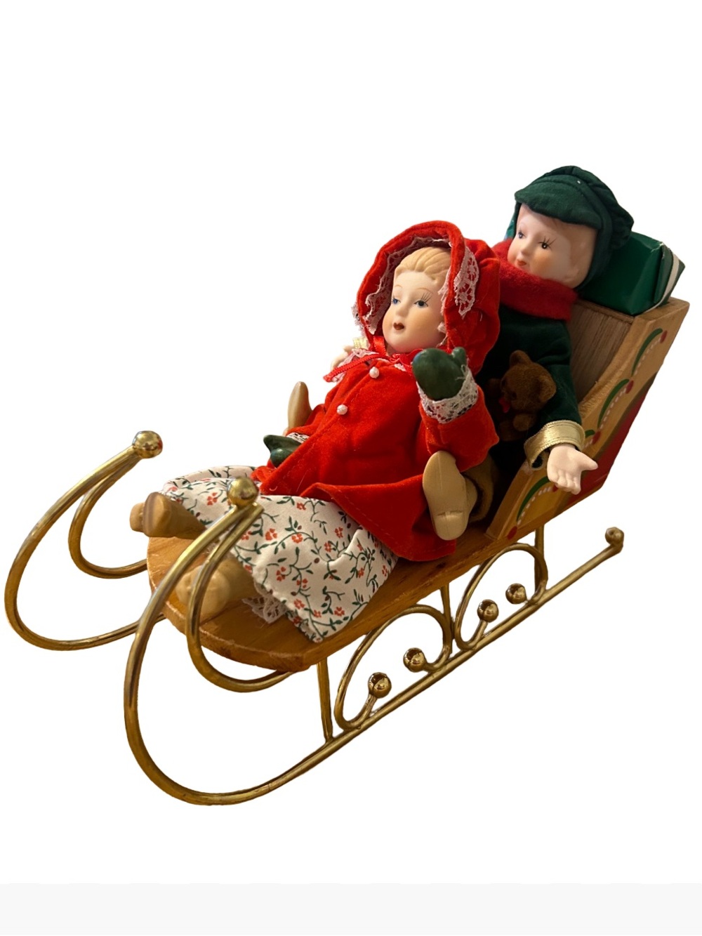 Vintage Musical Sleigh w/ Porcelain Children